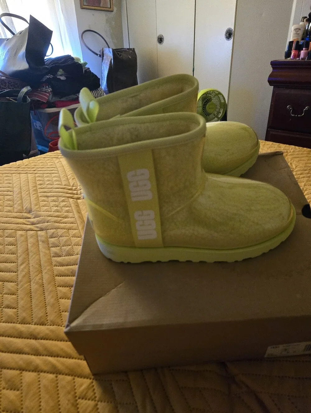 WOMENS Waterproof Yellow/ LIME Winter Boots with Plush Lining